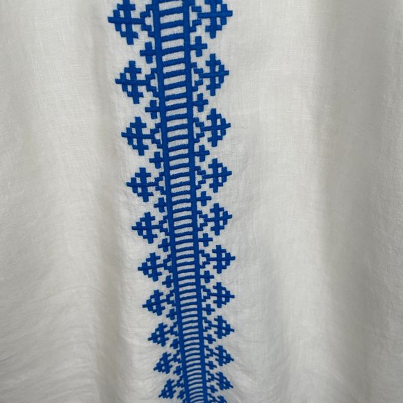 Lucky Brand New Short Linen Dress Size S White A-Line Embroidered - Picture 4 of 10